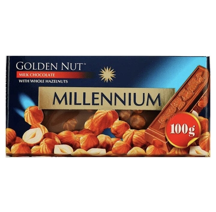 Шоколад Millennium Golden Nut молочный с цельным орехом 100 г (39080226)