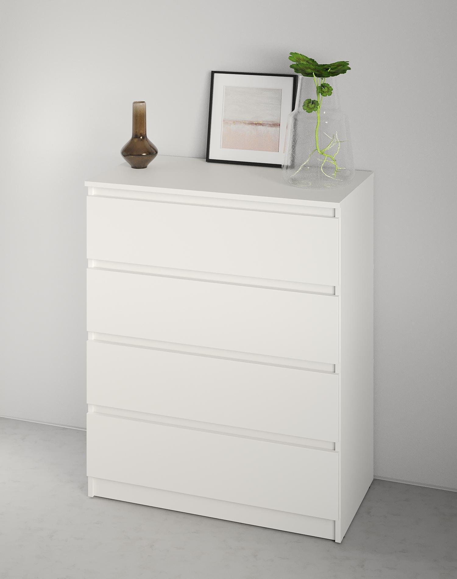 Комод в спальню MebelStar Нео 4Ш 80x43x98 см Белый снег (MBS-1070)