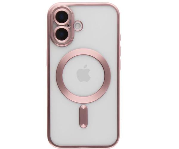 Чехол силиконовый Fashion Shining для iPhone 16 с поддержкой беспроводной зарядки Розовый