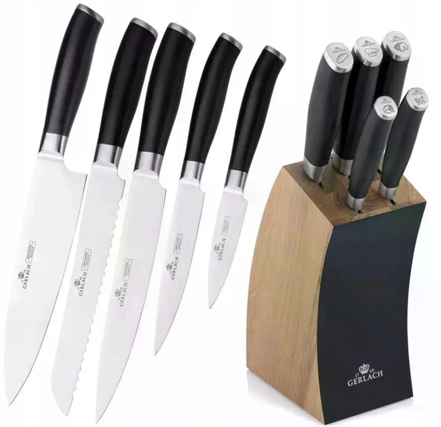 Набор кухонных ножей Gerlach Deco Black из 6 предметов с деревянной подставкой