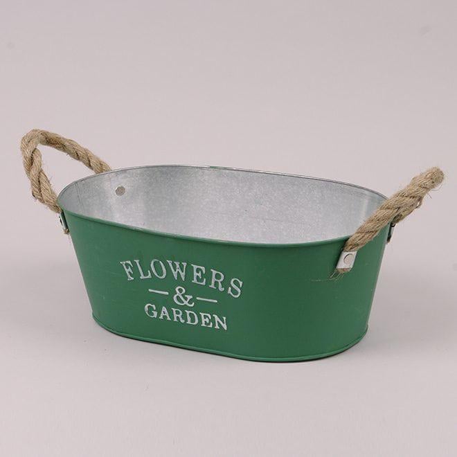 Кашпо металлическое Flora Flowers & Garden овальное Зеленый (39369)