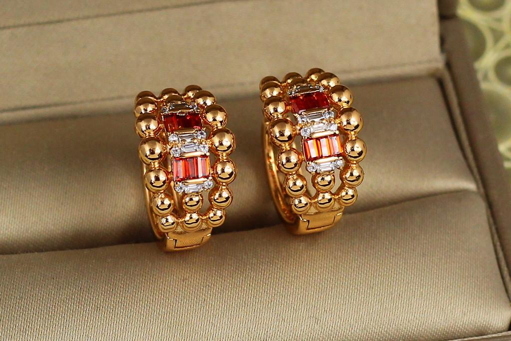 Серьги Xuping Jewelry казино с красными камнями 1,7 см Золотистый (2582199698)