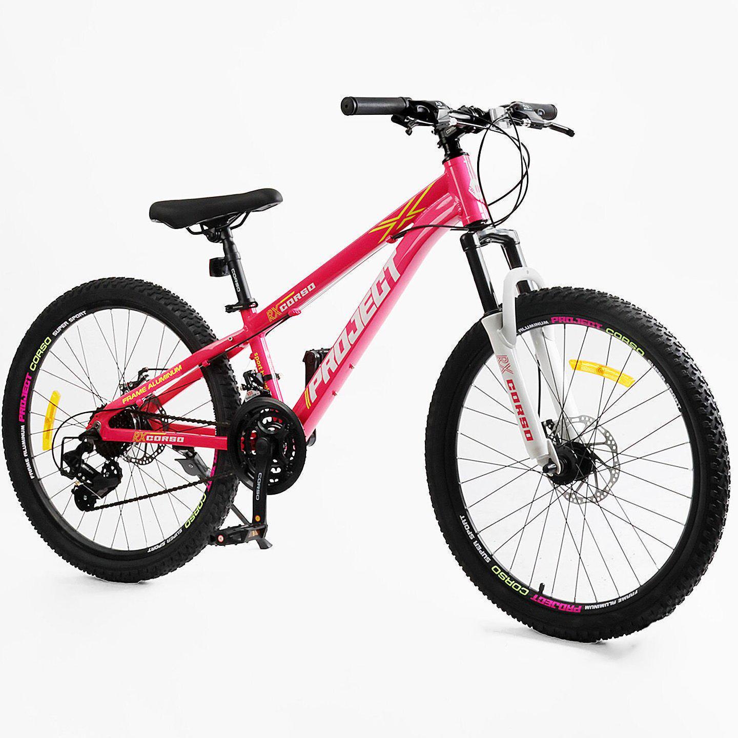 Велосипед гірський підлітковий алюмінієвий Corso Project 24" рама 11" Рожевий - фото 2