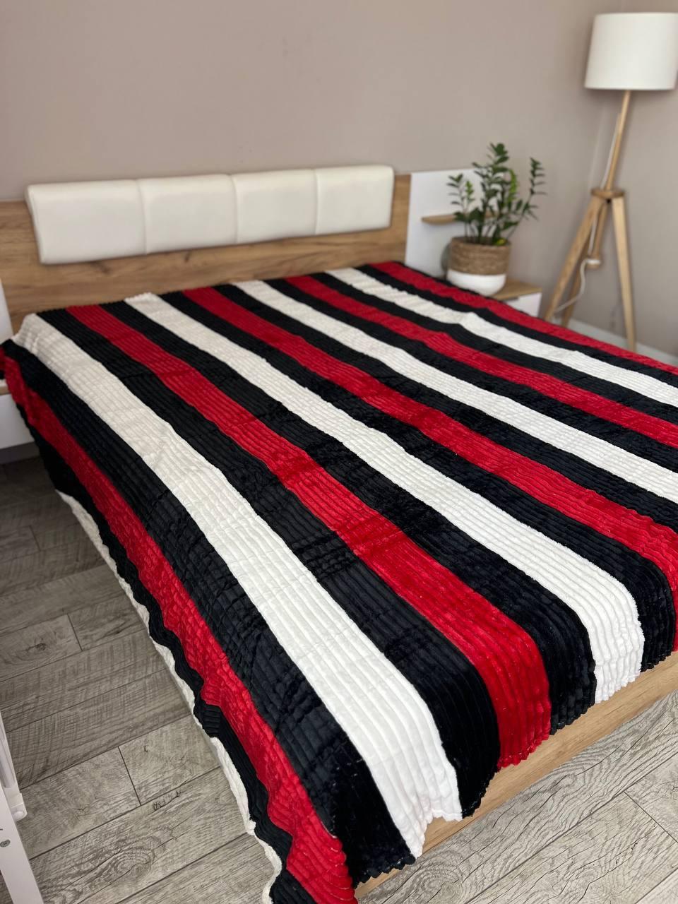 Плед шарпей плюшевый пушистый евро 200х230 см Красный (П4К-polosa-sharpey-001-02)