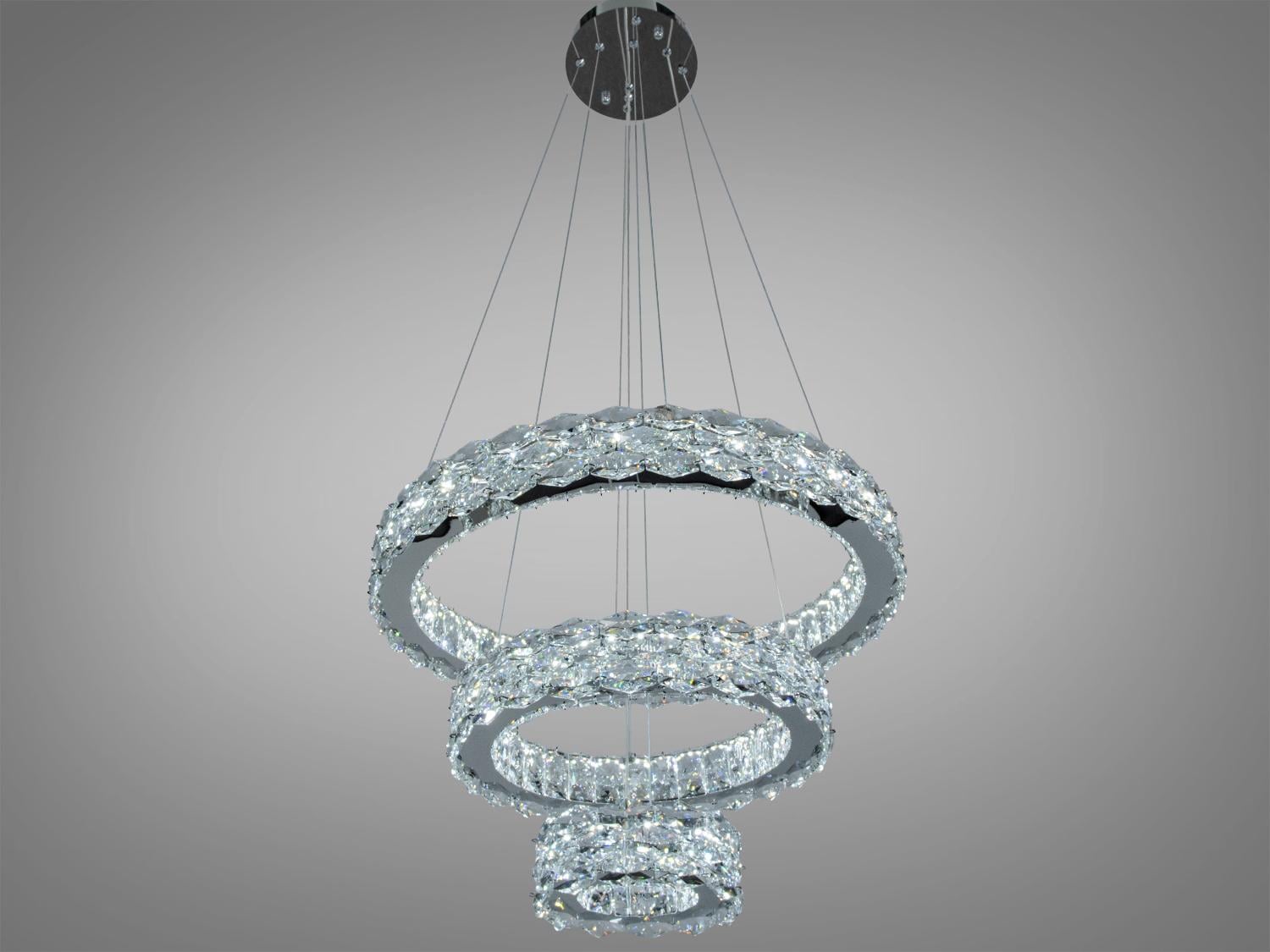 Люстра LED Diasha 3 кольца/пульт/70Вт Хром (7895/600+400+200CH)