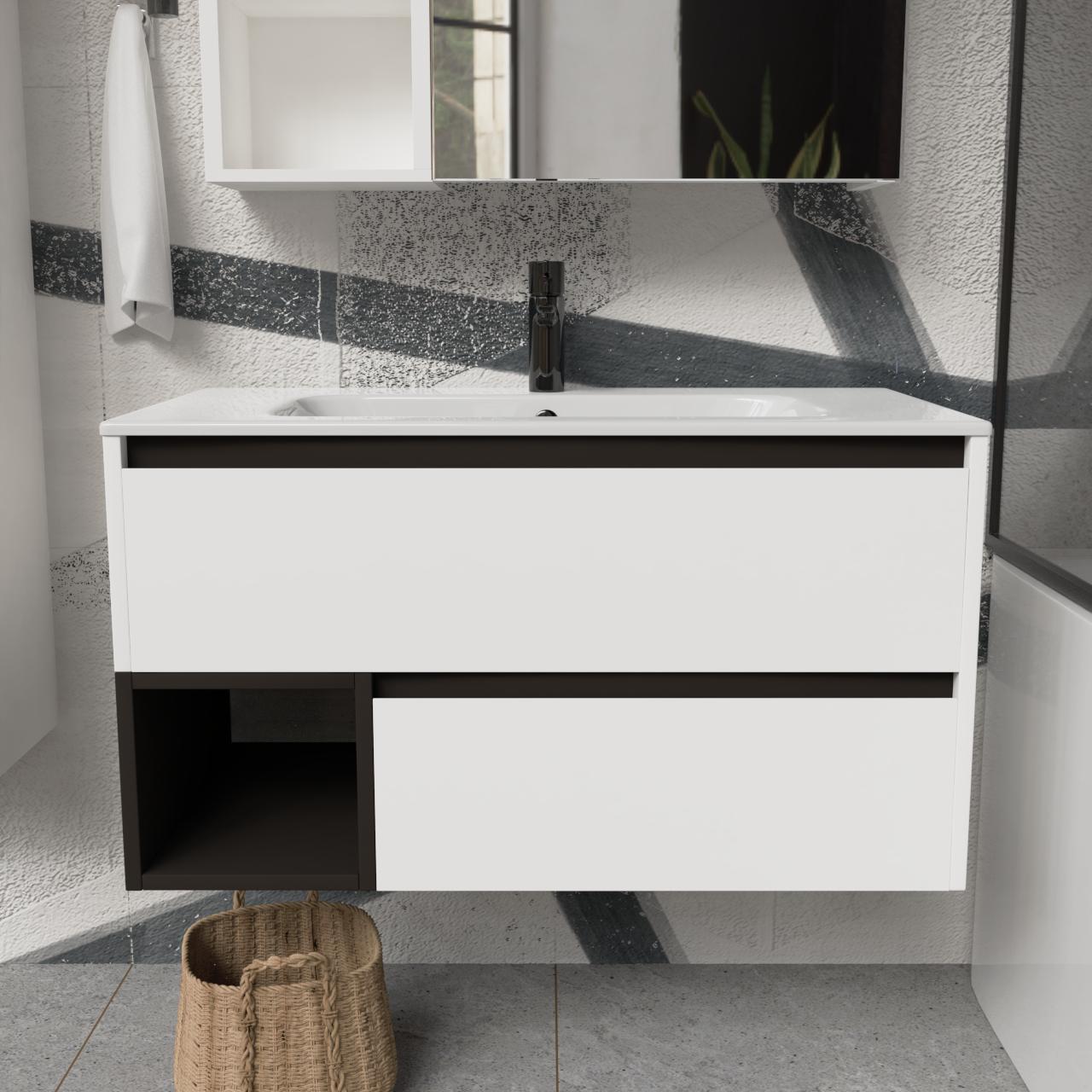 Тумба подвесная с раковиной MVK Vostok Craft 100 В2 1000х450х530 мм Эмаль Белый Матовый (c2100wh)