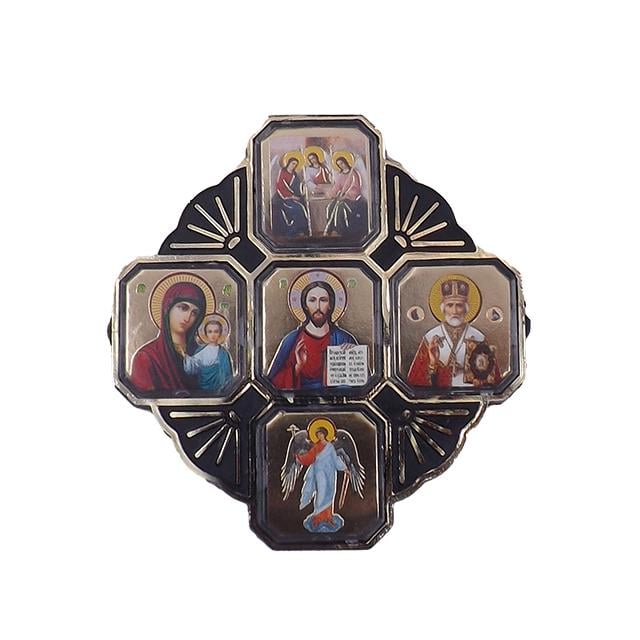 Крест большой на скотче 5 образов под стеклом (651562)