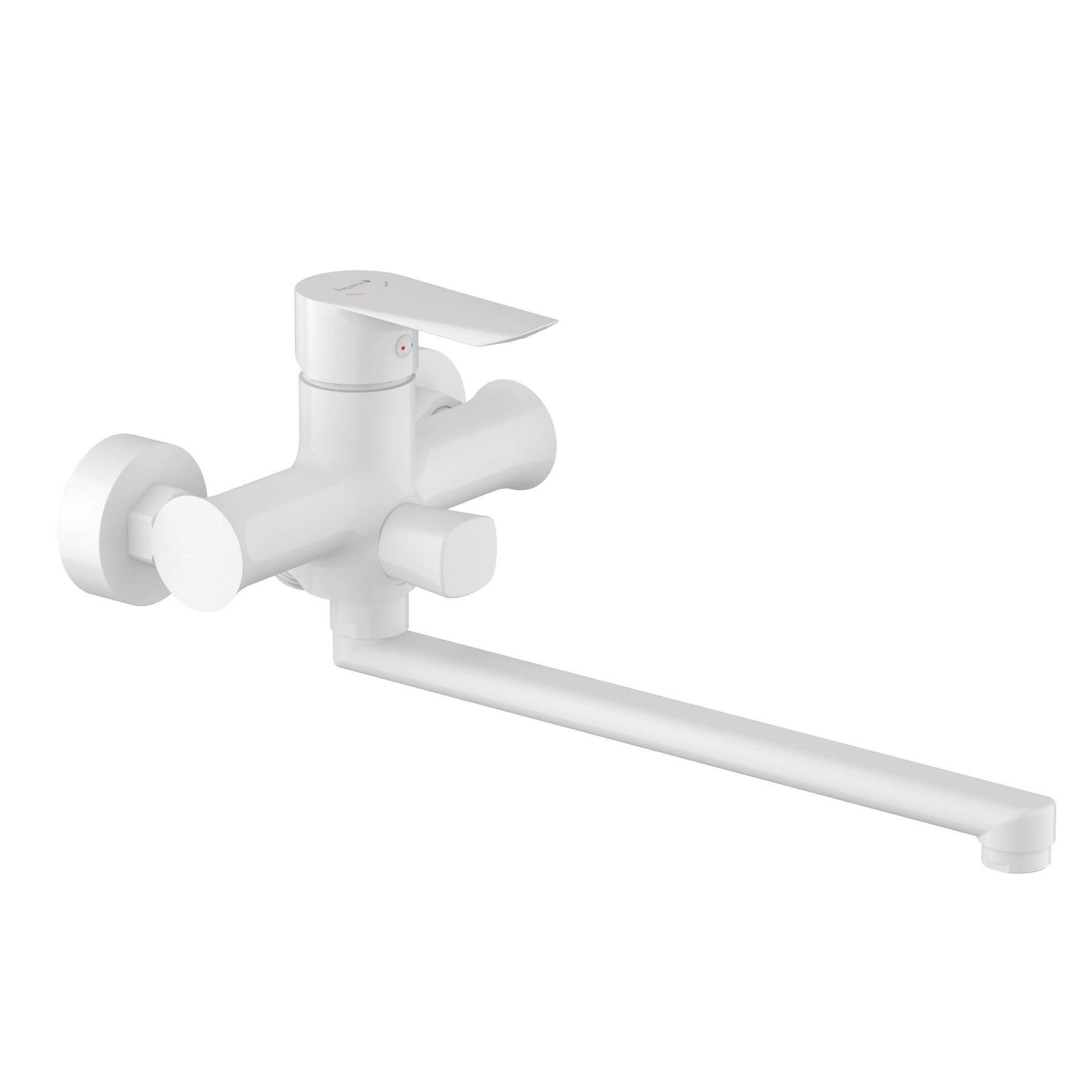 Смеситель для ванны длинный излив Imprese VACLAV f03206403AB Белый (101032)