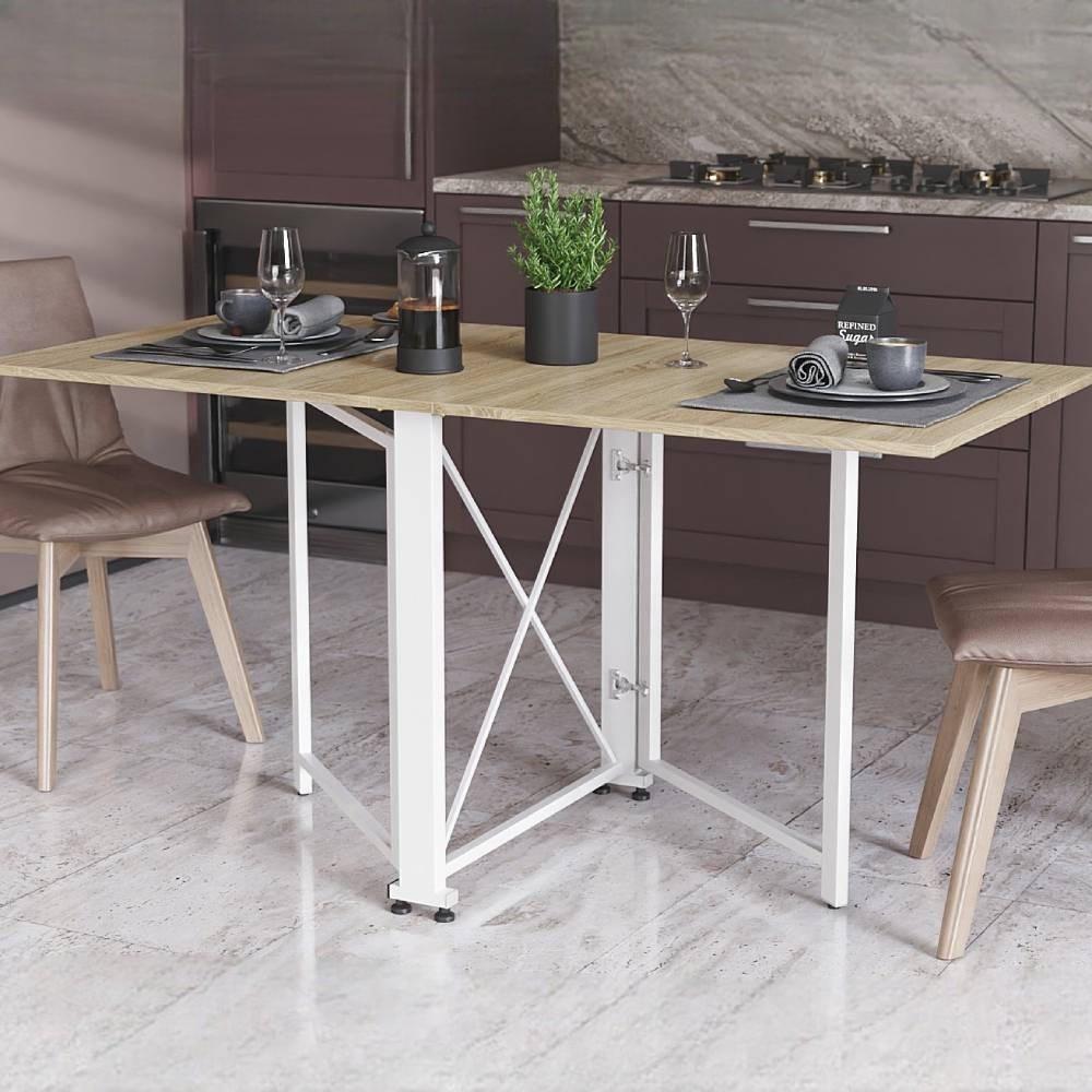 Стол-книга трансформер Ferrum-decor Орион 2 металл/ДСП 16 мм 750x1520x730 мм Белый/Дуб Сонома (FRD-104593) Стол-книга трансформер Ferrum-decor Орион 2 металл/ДСП 16 мм 750x1520x730 мм Белый/Дуб Сонома (FRD-104593)