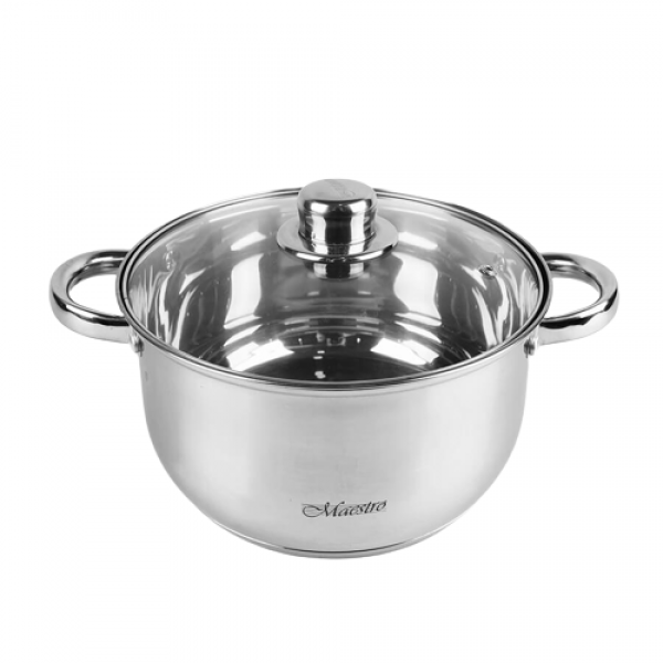 Набор посуды Maestro из нержавеющей стали со стеклянными крышками 3 л/4 л/5 л 6 пр. (3e7605c1) - фото 2 Набор посуды Maestro из нержавеющей стали со стеклянными крышками 3 л/4 л/5 л 6 пр. (3e7605c1) - фото 2