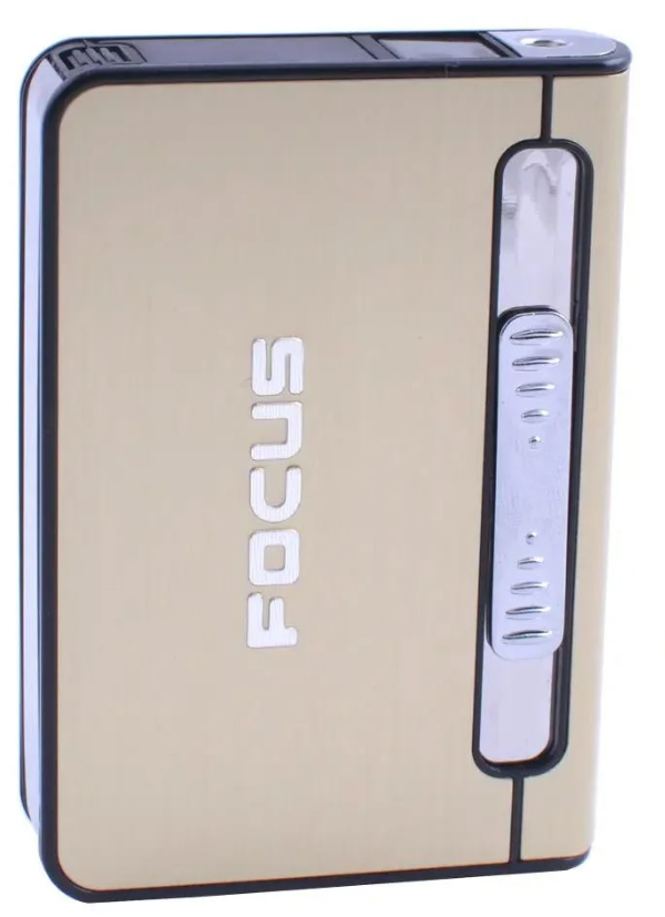 Портсигар на 12 сигарет FOCUS №4939 із запальничкою турбо полум'я Gold (15186842)