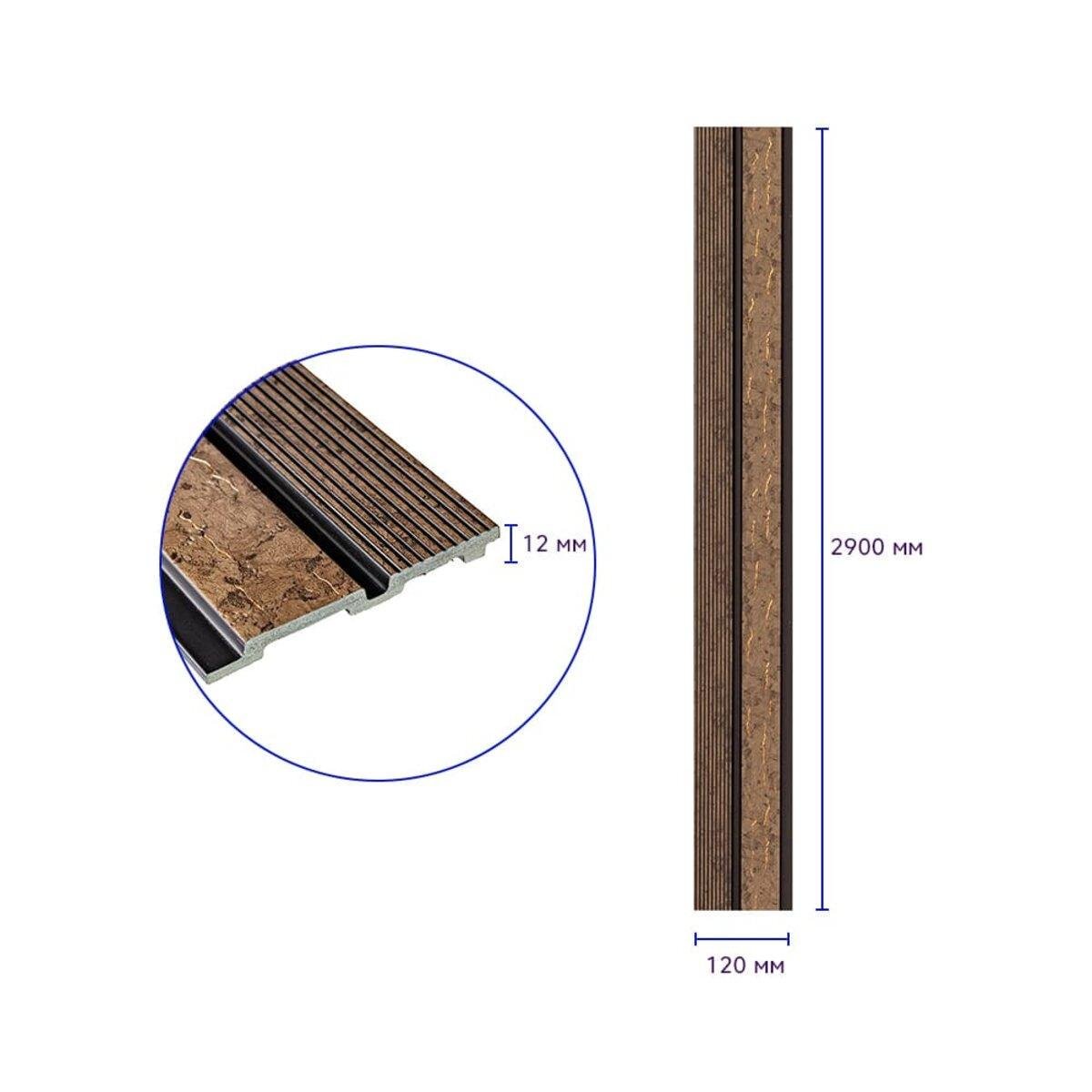 Рейка декоративна PS 2900х120х12 мм Коричневий із золотими прожилками (SW-00001749) - фото 2 Рейка декоративна PS 2900х120х12 мм Коричневий із золотими прожилками (SW-00001749) - фото 2