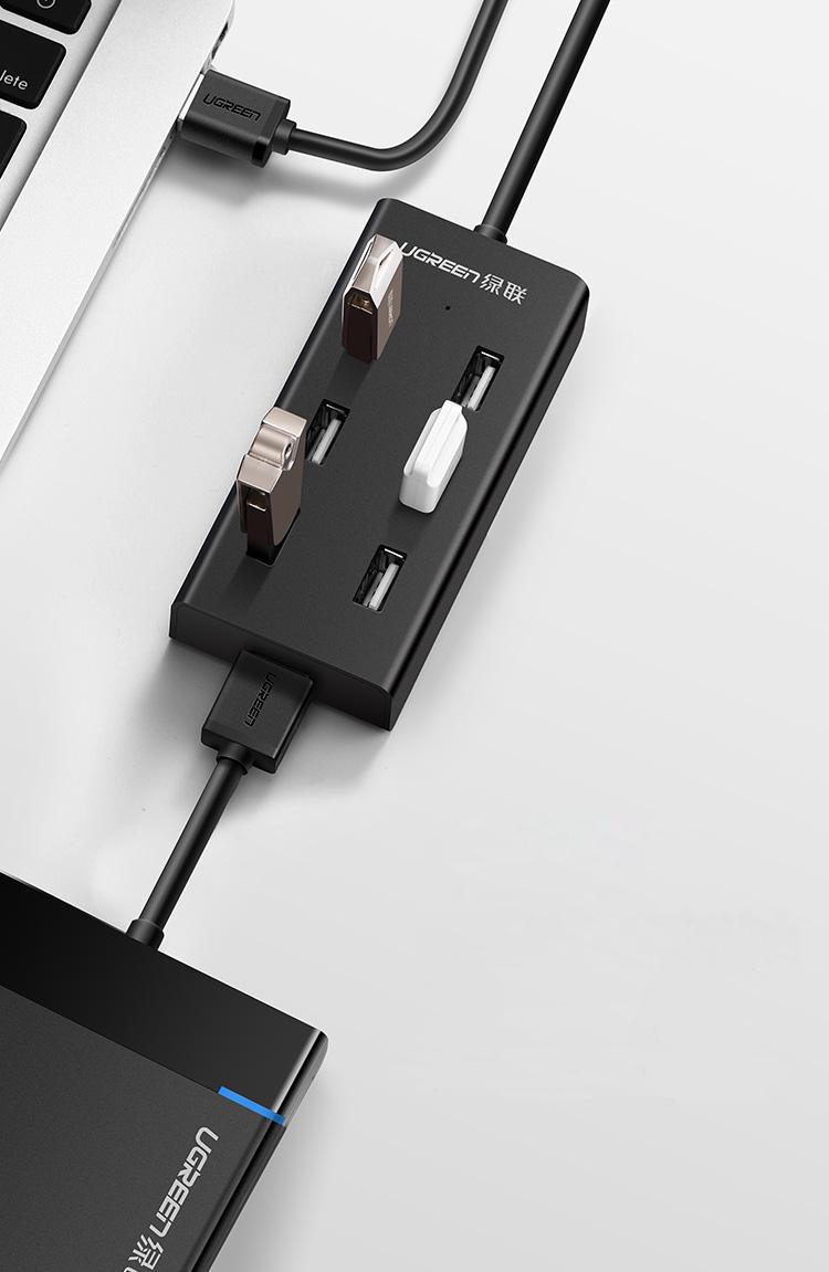 Хаб концентратор USB hub Ugreen CR130 на 7 портов USB 2.0 Черный (1187) - фото 5