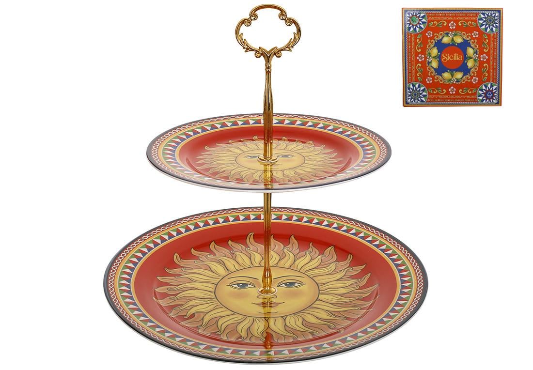 Блюдо двох'ярусна BonaDi Sicilia порцелянова (149-010)