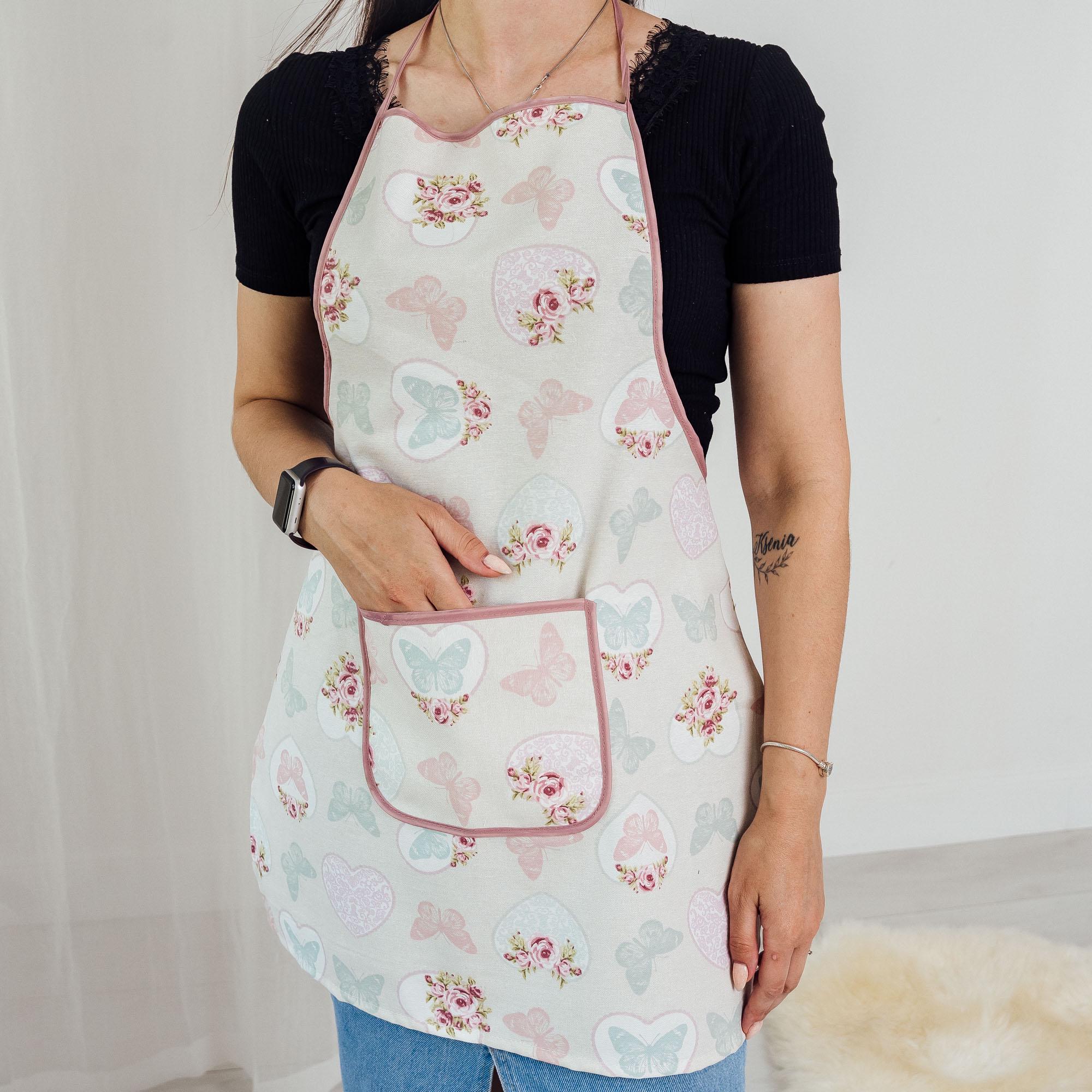 Фартук водоотталкивающий цветочный дизайн Белый (86844)