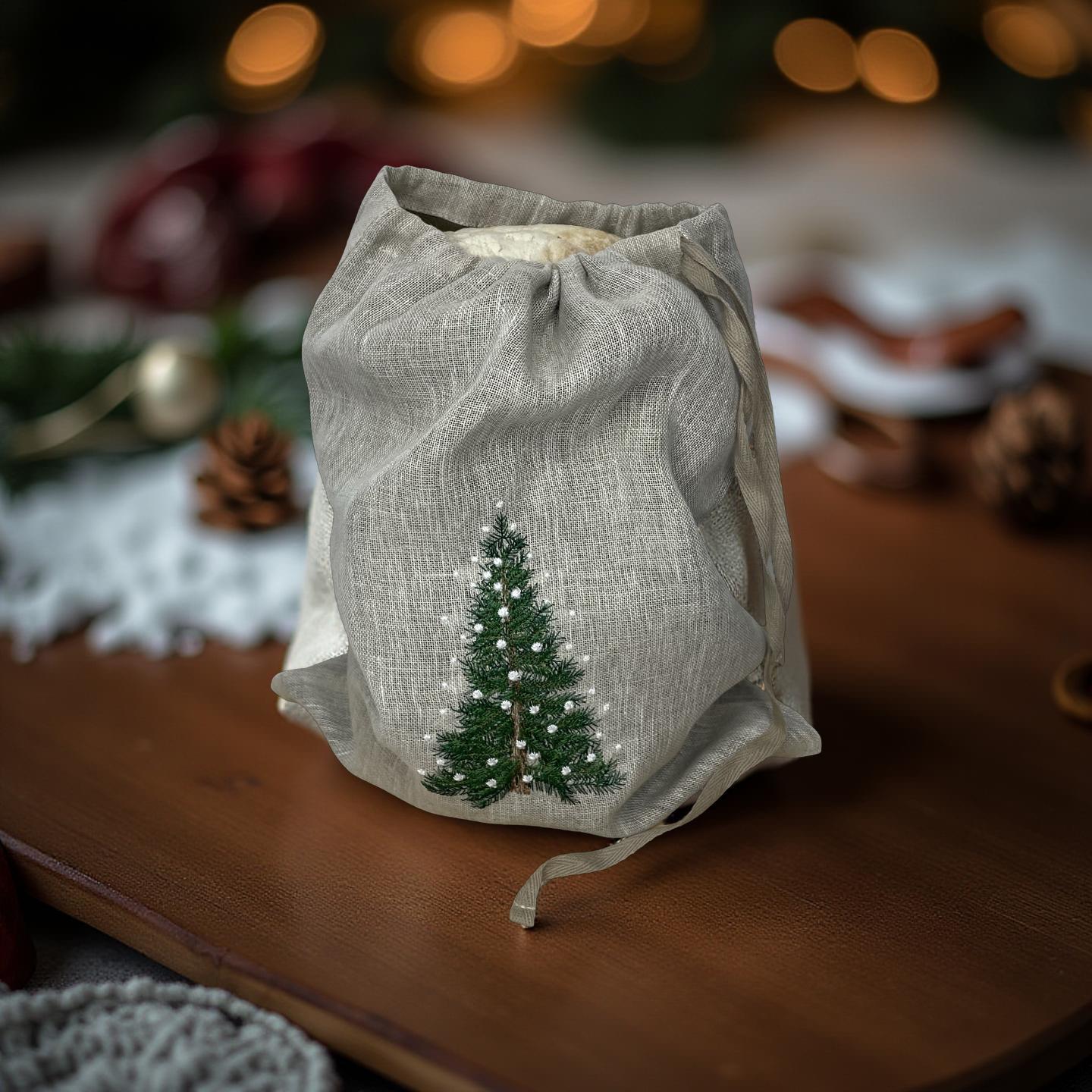 Мешочек для хлеба с вышивкой Новогодняя елка 30х40 см (30070987)