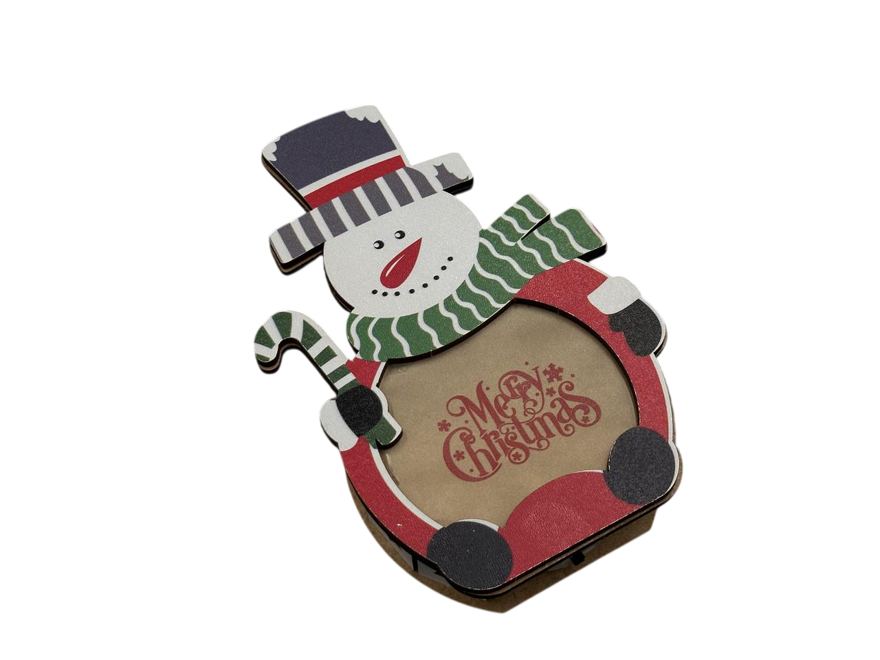 Игрушка елочная новогодняя Снеговик с подсветкой из фанеры 155х105х30 мм Разноцветный (NR-135)