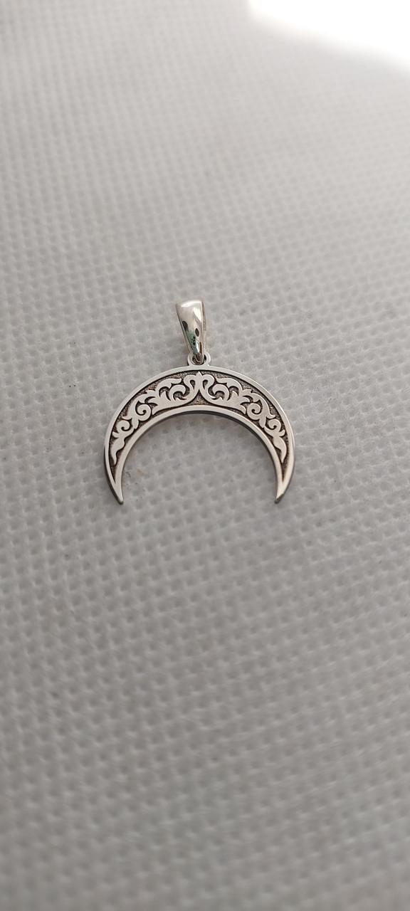 Срібна підвіска кулон амулет Лунниця у візерунок 925 проба 2 см Чорнений (2596251106) - фото 2
