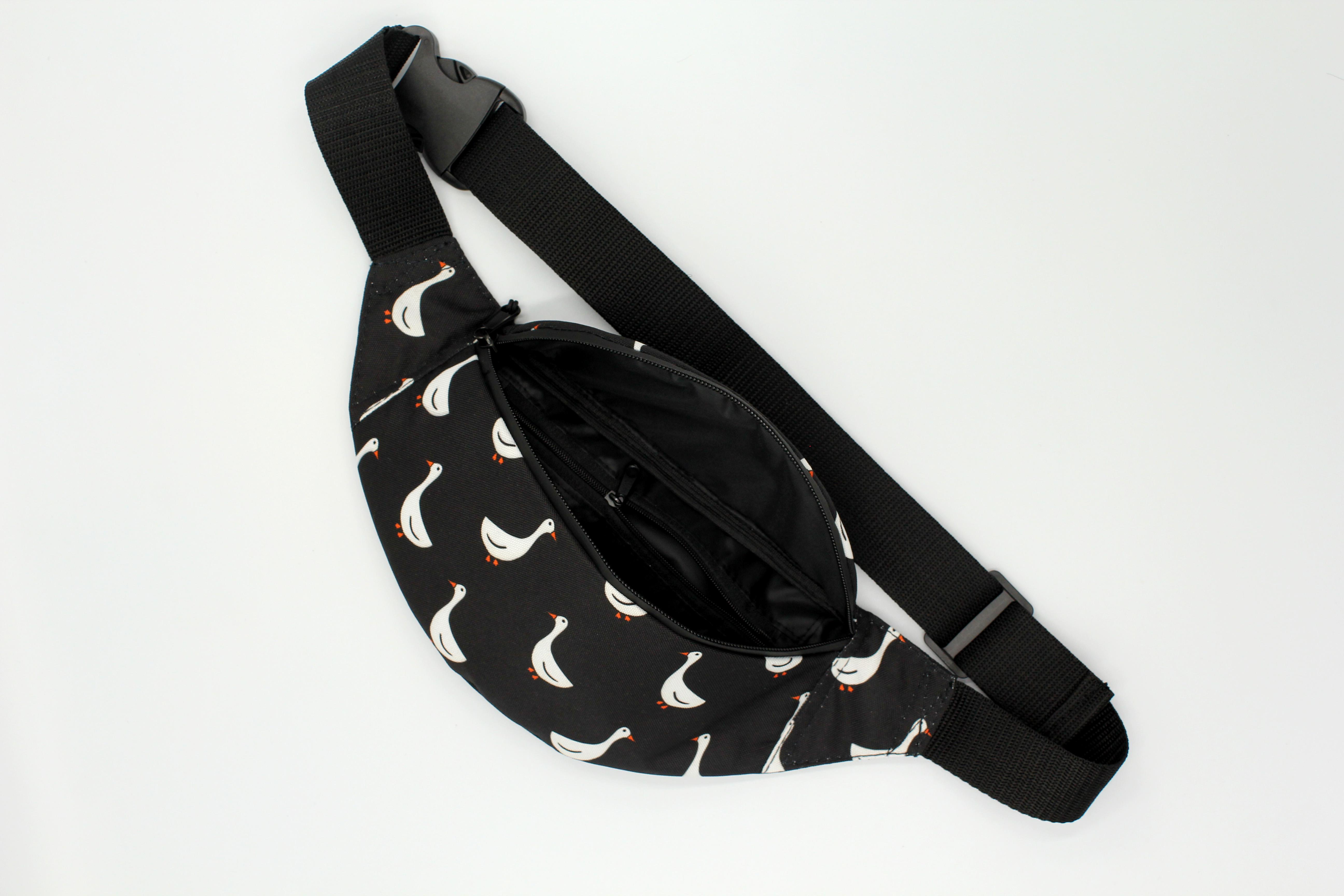 Сумка бананка Гуси Чорний (BT-034) - фото 2 Сумка бананка Гуси Чорний (BT-034) - фото 2