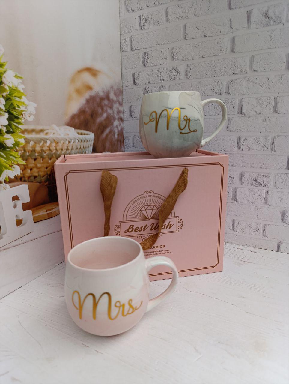 Набір чашок HOME MR&MRS керамічні в подарунковій коробці 2 шт. по 300 мл (B060367) - фото 2