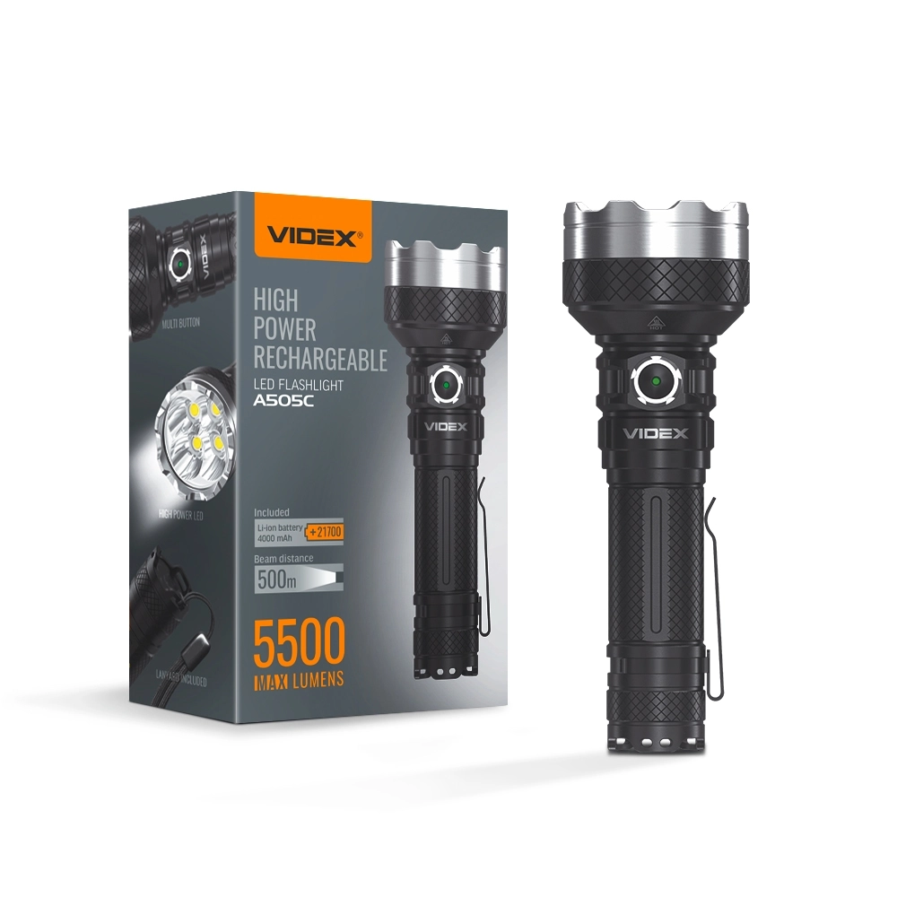 Фонарик светодиодный портативный Videx VLF-A505C 5500Lm 5000K (27297)