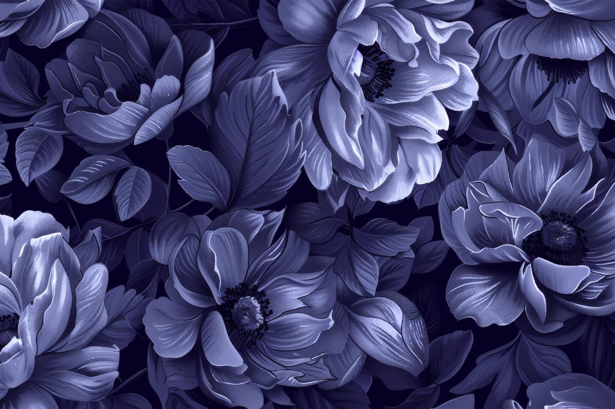 Фотообои флизелиновые Upstream Темно-синие цветы 180х120 см (VINT-012/2)