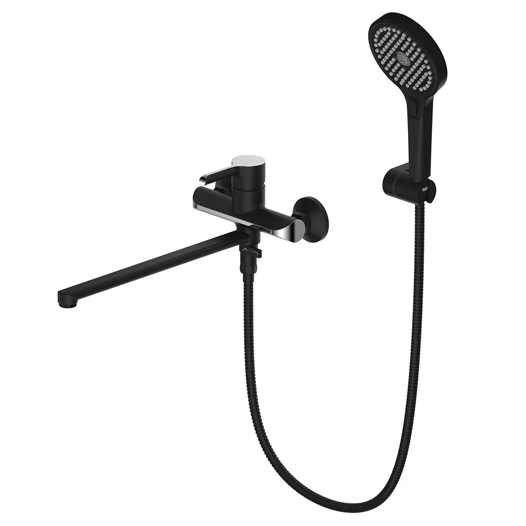 Смеситель для ванны Gappo G2203-6 с душевым гарнитуром Черный/Хром (2465587489)