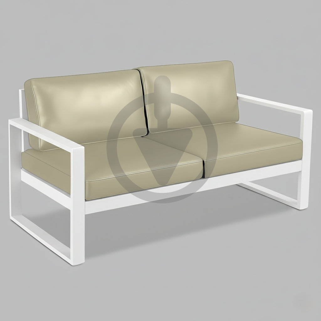 Диван металлический AVVS Бостон уличный 130 см лофт с подлокотниками экокожа Бежевый/Белый