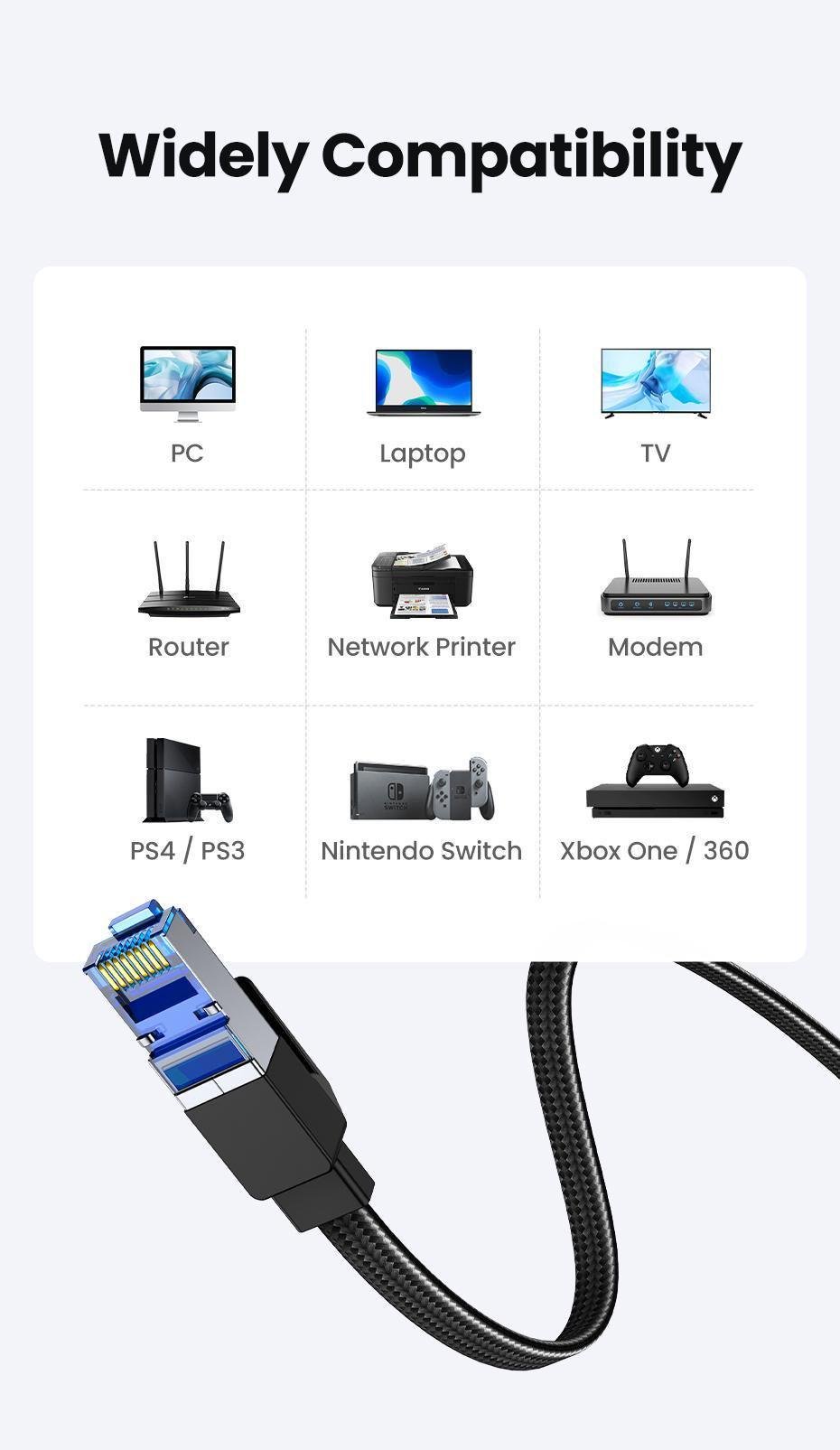 Интернет-кабель UGREEN Cat.8 F/FTP 40 Гбит/с 2000 МГц Lan RJ45 RJ 45 15 м Черный (30799) - фото 5