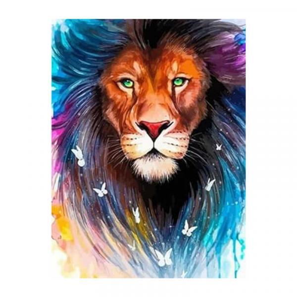 Алмазна мозаїка TK Group Лев в яскравих фарбах 40х30 см з рамкою в коробці (GB76337-mt)