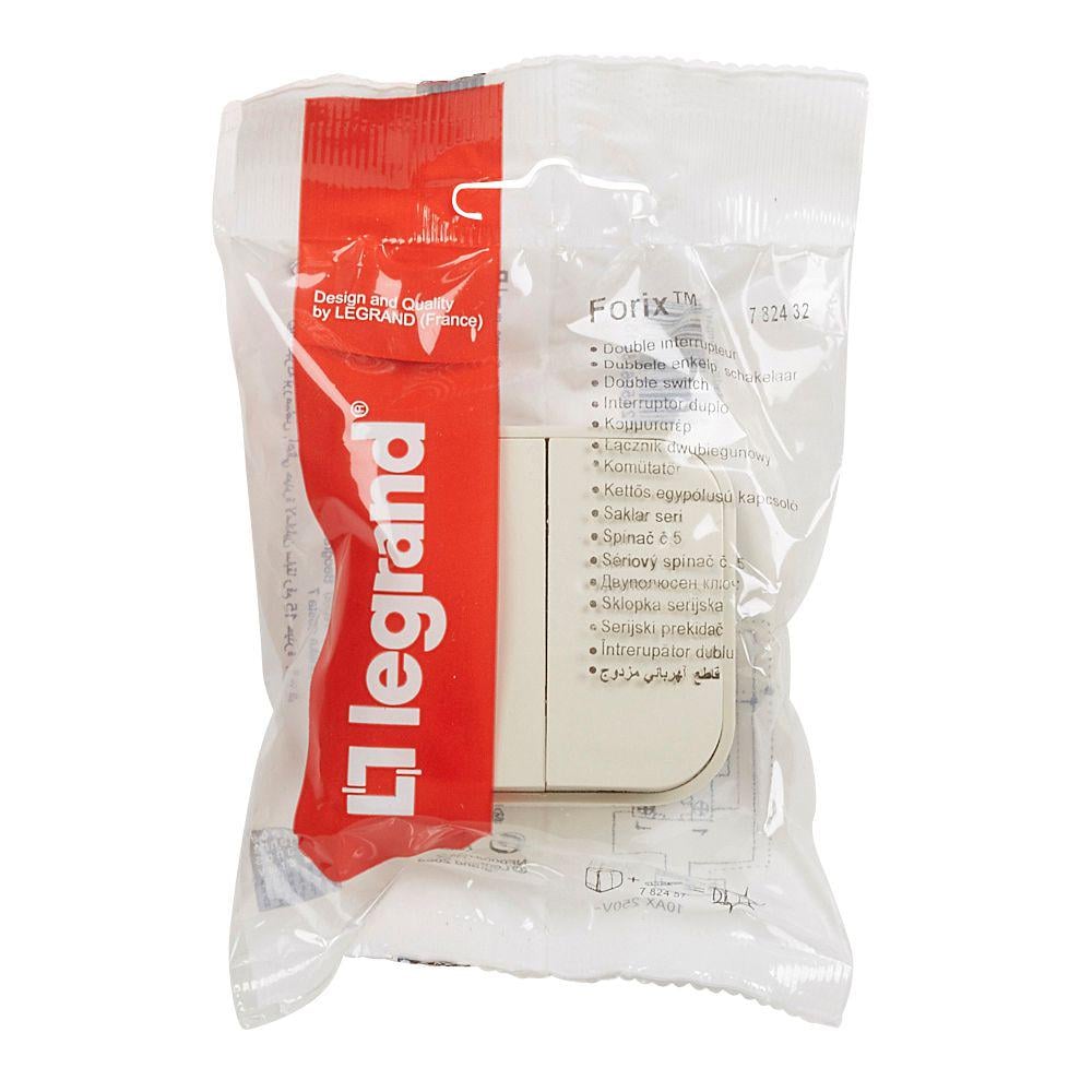 Выключатель Legrand 2-клавишный Forix 10А Слоновая кость (782432)