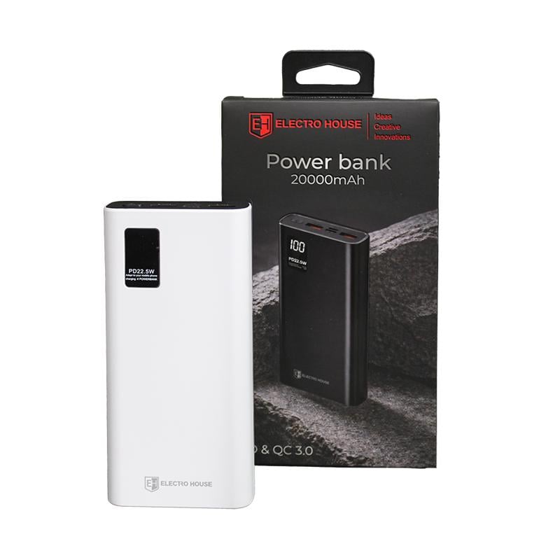 Портативный аккумулятор 20000 mAh micro-USB/type-C 20W/USB-A 22,5W Белый