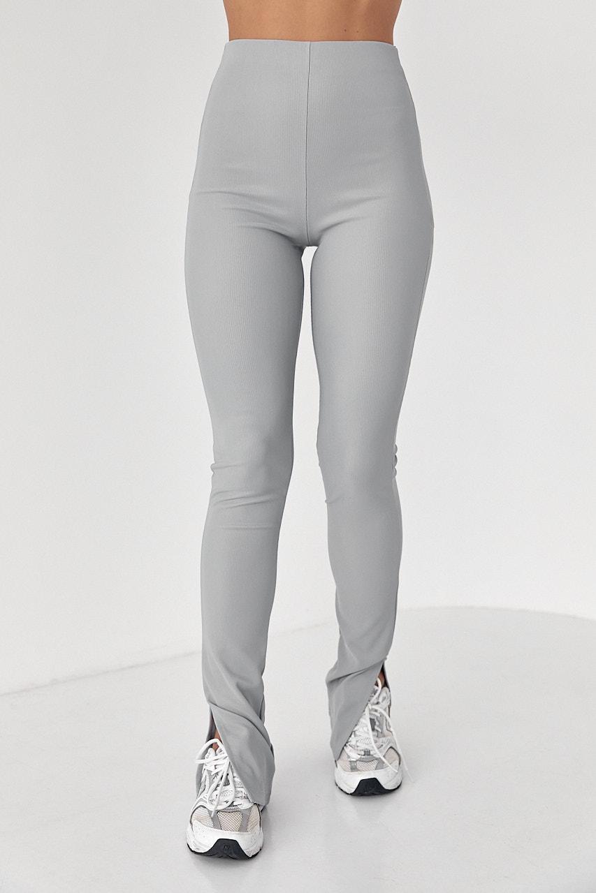 Лосины женские из эластичного трикотажа с разрезами S Светло-серый