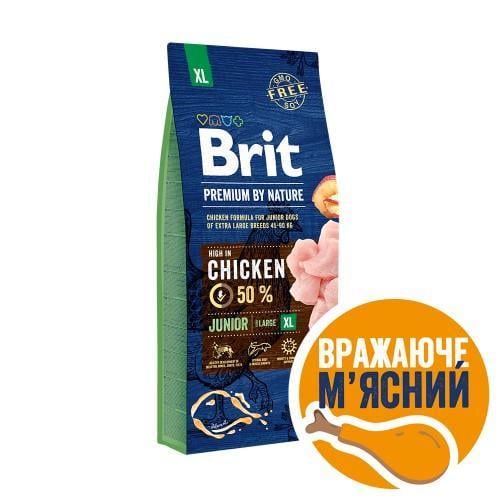 Корм сухий Brit Premium Dog Junior XL для цуценят та юніорів гігантських порід з куркою 15 кг - фото 2 Корм сухий Brit Premium Dog Junior XL для цуценят та юніорів гігантських порід з куркою 15 кг - фото 2