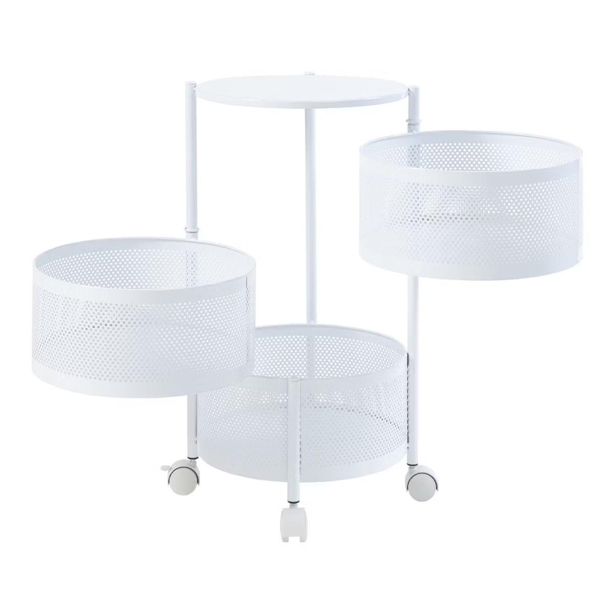 Этажерка на колесах Modern Home Sphere 3 яруса 34х60 см Белый (R100101-W)