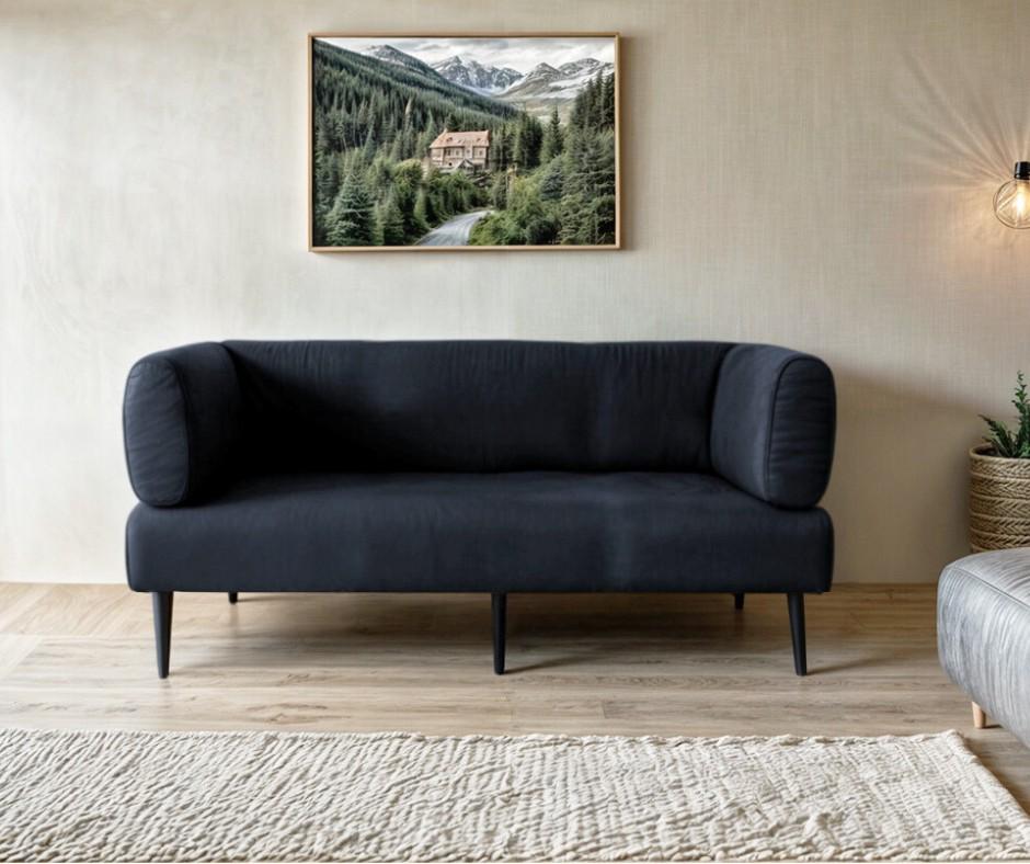 Диван с подлокотниками Tobi Sho Бенно-1 офисный с конусной ногой велюр Emilia 97 1800х720х750 мм Graphite (mvb6854)