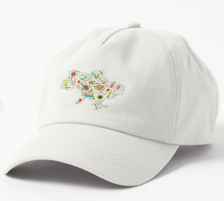 Кепка унисекс Malfini с патриотическим принтом Карта Украины символика Белый (УКР368К-2)