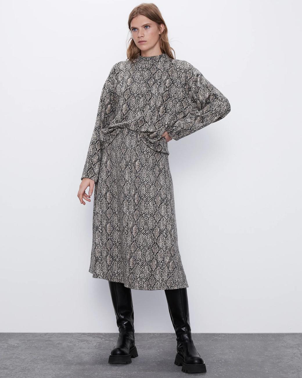 Юбка Zara узор L Серо-бежевый (5644317038)