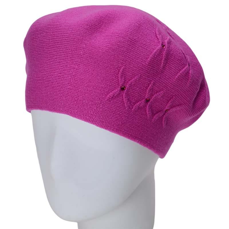 Берет женский из вискозной пряжи Novita Бинго L р. 57-58 Ярко-розовый