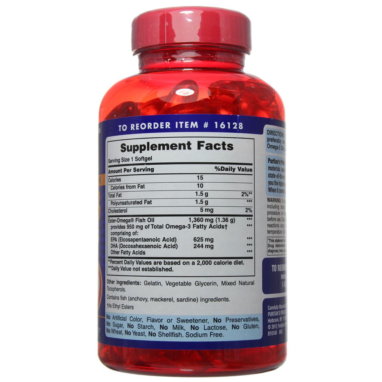 Риб'ячий жир Puritan's Pride Triple Strength Omega-3 потрійна сила 1400 мг 120 капсул (#016128) - фото 2 Риб'ячий жир Puritan's Pride Triple Strength Omega-3 потрійна сила 1400 мг 120 капсул (#016128) - фото 2