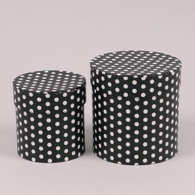 Комплект коробок для цветов Flora 2 шт. Черный в белый горошек (39865) - фото 1