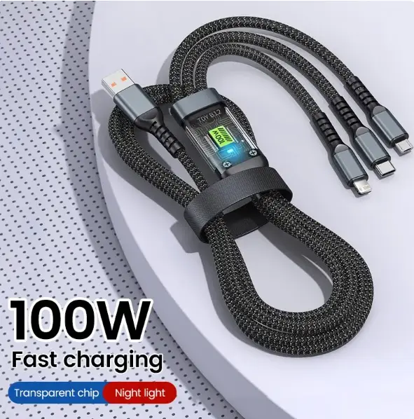 Кабель универсальный 3в1 USB Lightning/Micro USB/Type-C 3A 1,2 м (2015099893) - фото 2