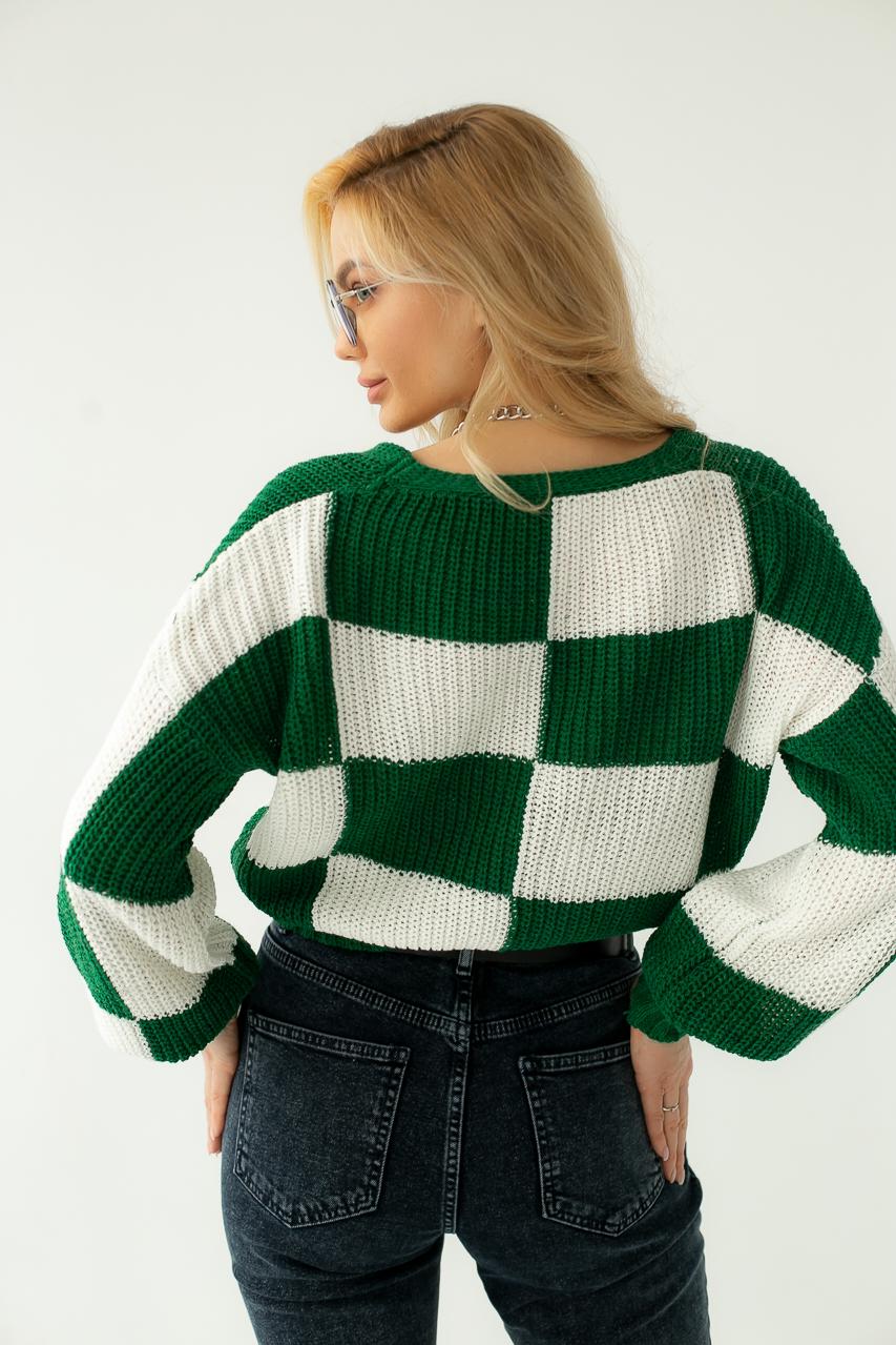 Кардиган LUREX з шахівницею S Зелений (9528083) - фото 2 Кардиган LUREX з шахівницею S Зелений (9528083) - фото 2