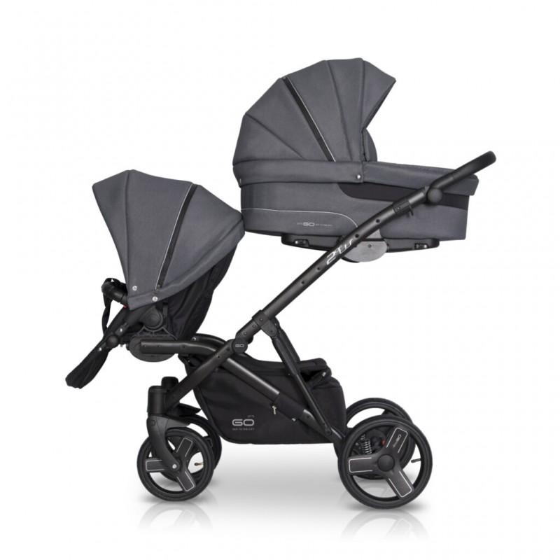 Коляска для двійні EasyGo 2 of Us з дощовиком та сумкою та 2 чохла на ніжки Темно-сірий - фото 2
