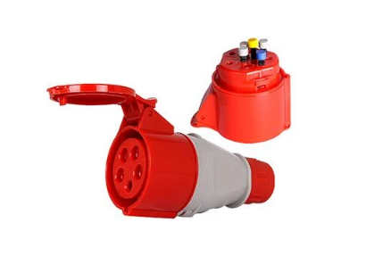 Силова розетка E.NEXT 3P+N+PE 32А 400 В переносна безгвинтова IP44 Червоний (137S)