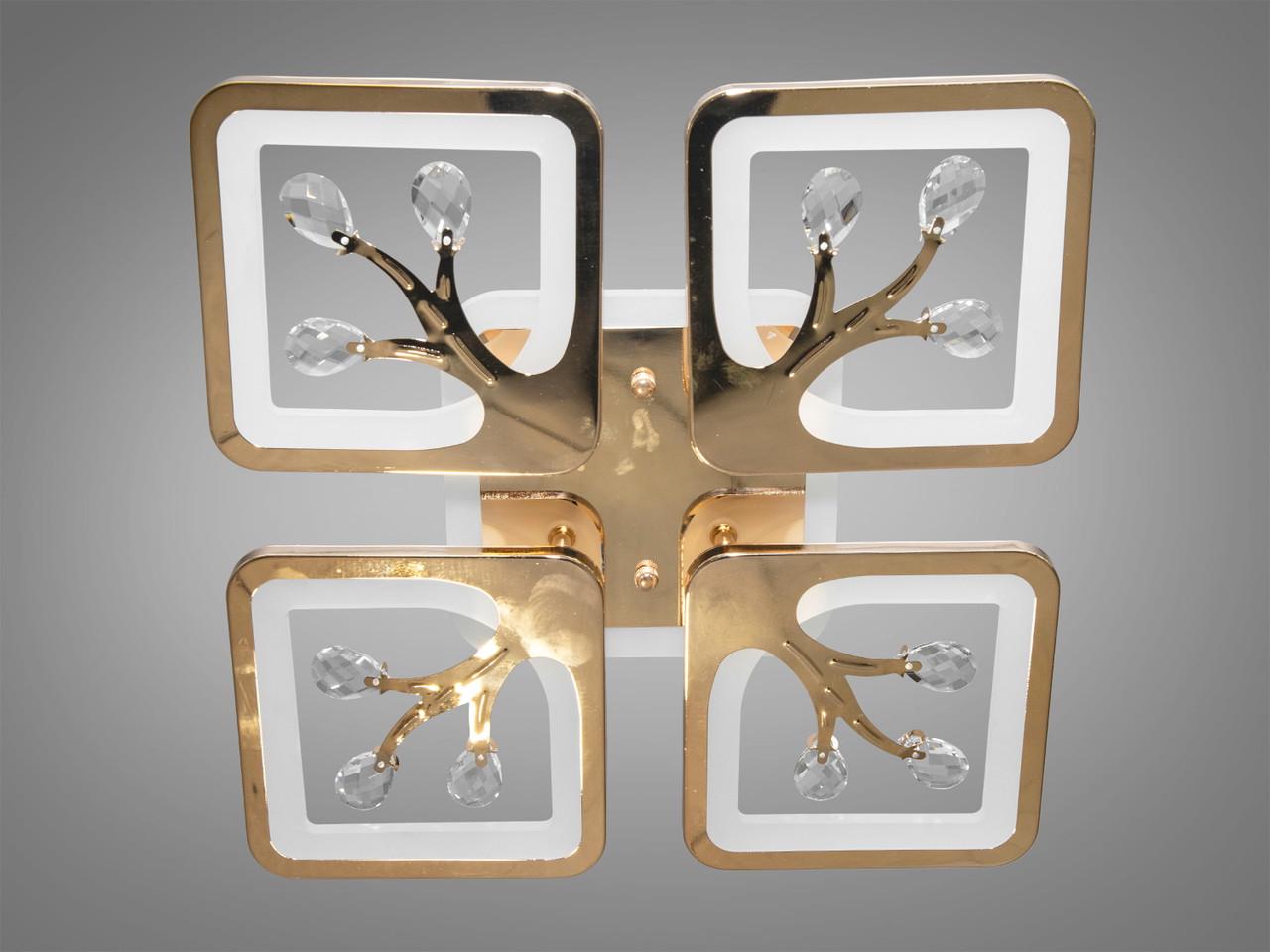 Люстра LED в передпокій з підсвічуванням 85W на 12м2 Золотий (S8157-4G-LS)