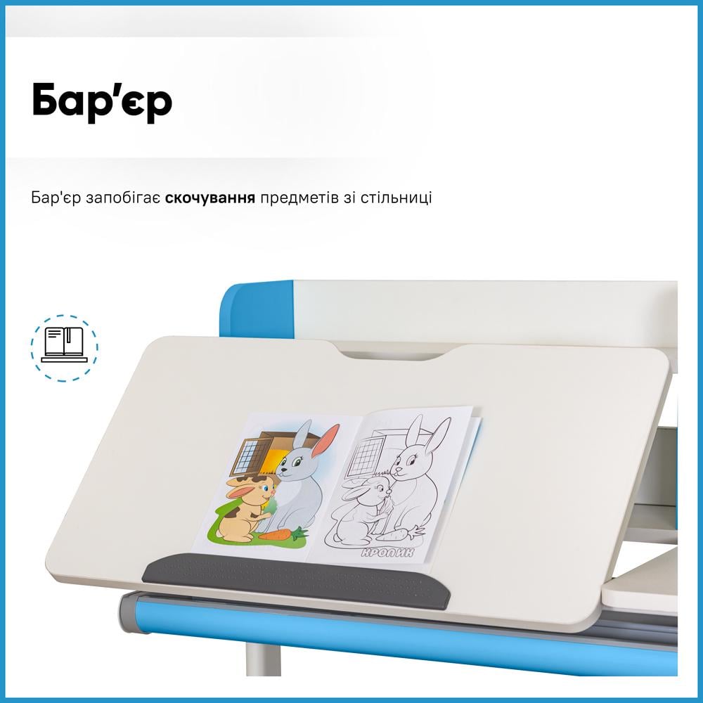 Парта трансформер шкільна Evo-kids TH-330 W/BL ергономічна Синій - фото 9