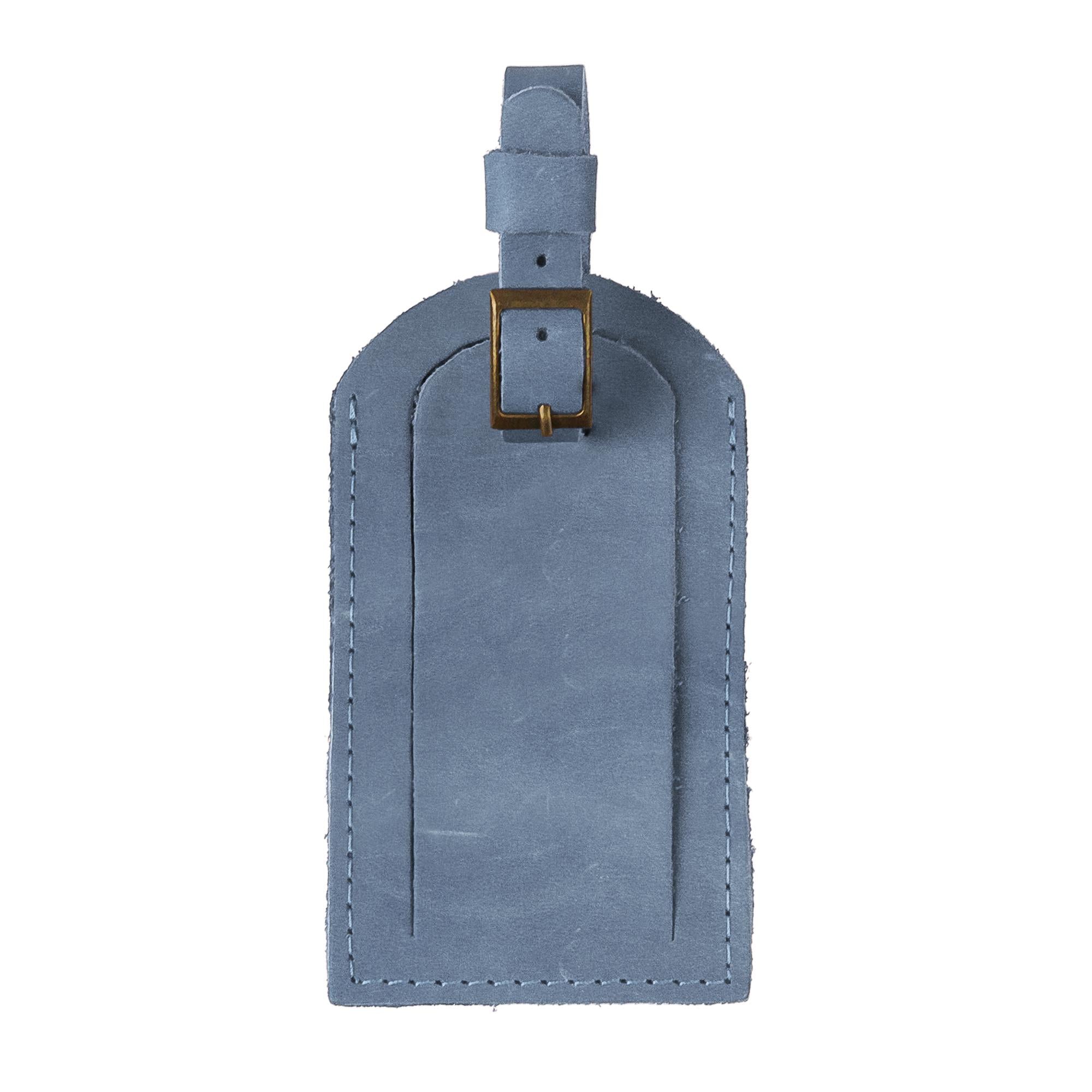 Бірка шкіряна для сумки/багажу з персоналізацією Блакитний (116722)