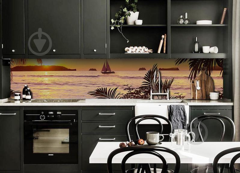 Скинали на кухню Zatarga «Парусник» 600х3000 мм виниловая 3Д наклейка кухонный фартук самоклеящаяся Z180435/2