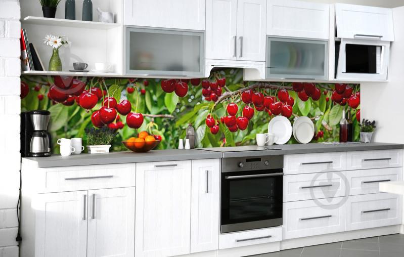 Скинали на кухню Zatarga «Изобилие черешни» 600х2500 мм виниловая 3Д наклейка кухонный фартук самоклеящаяся Скинали на кухню Zatarga «Изобилие черешни» 600х2500 мм виниловая 3Д наклейка кухонный фартук самоклеящаяся